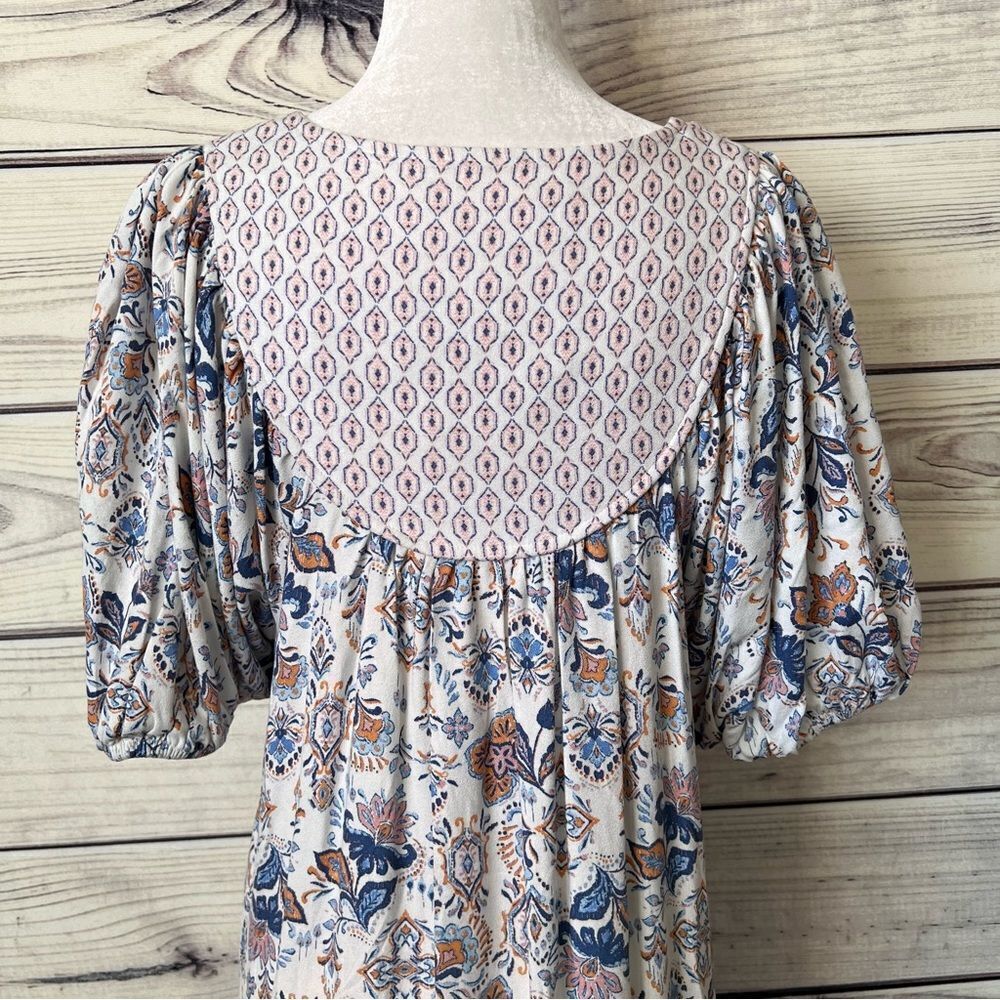 Lucky Brand White Paisley Floral Patterned Cottagecore Maxi Dress - Picture 7 of 11